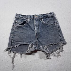 VTG Levi's 501 Shorts Women 28 Gray High Rise Button Fly Cutoff Distressed Denim